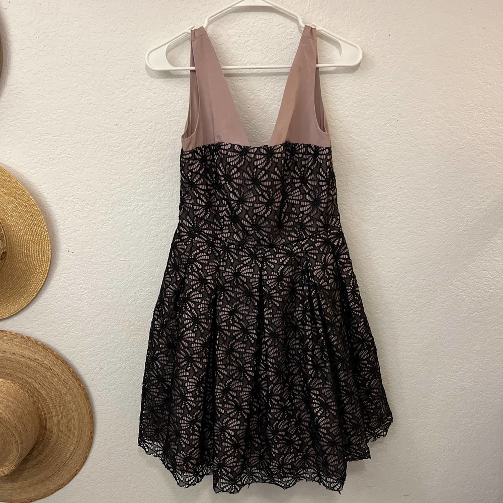 NWT Black Lace and Blush Satin Fit and Flare Cocktail Dress